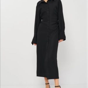 NWT Zara Draped Collared Midi Dress